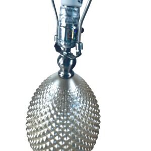 Vtg Diamond Cut Champaign Colored Table Lamp Tear drop Silver tone Medieval